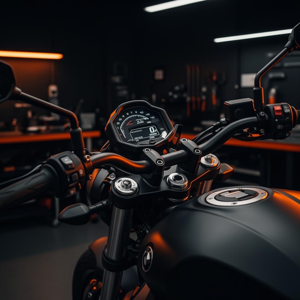 Painel de controle de oficina de motos